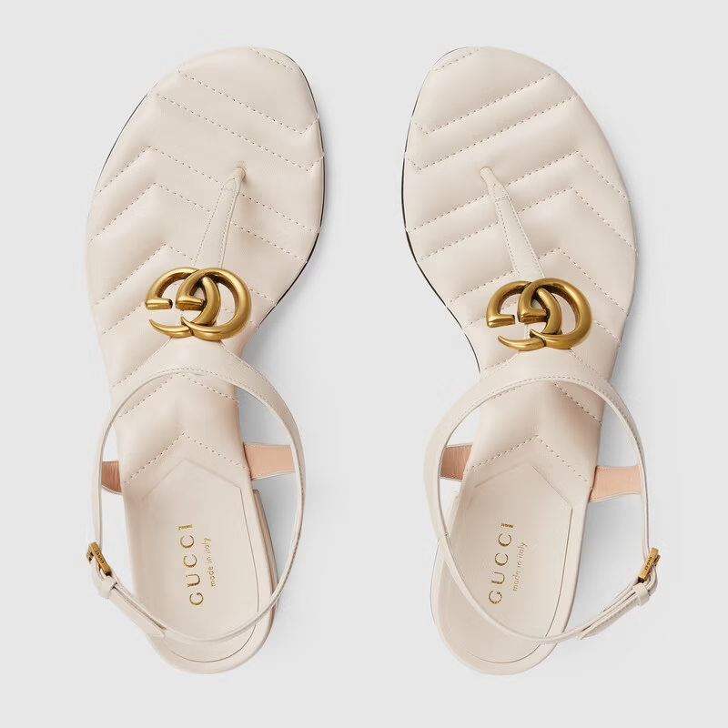  Dép Nữ Gucci Double G Sandal Leather 'White' 