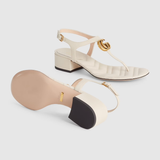  Dép Nữ Gucci Double G Sandal Leather 'White' 