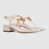  Dép Nữ Gucci Double G Sandal Leather 'White' 