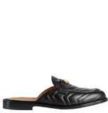  Giày Nam Gucci Matelassé Slipper With Double G Chevron Leather 'Black' 