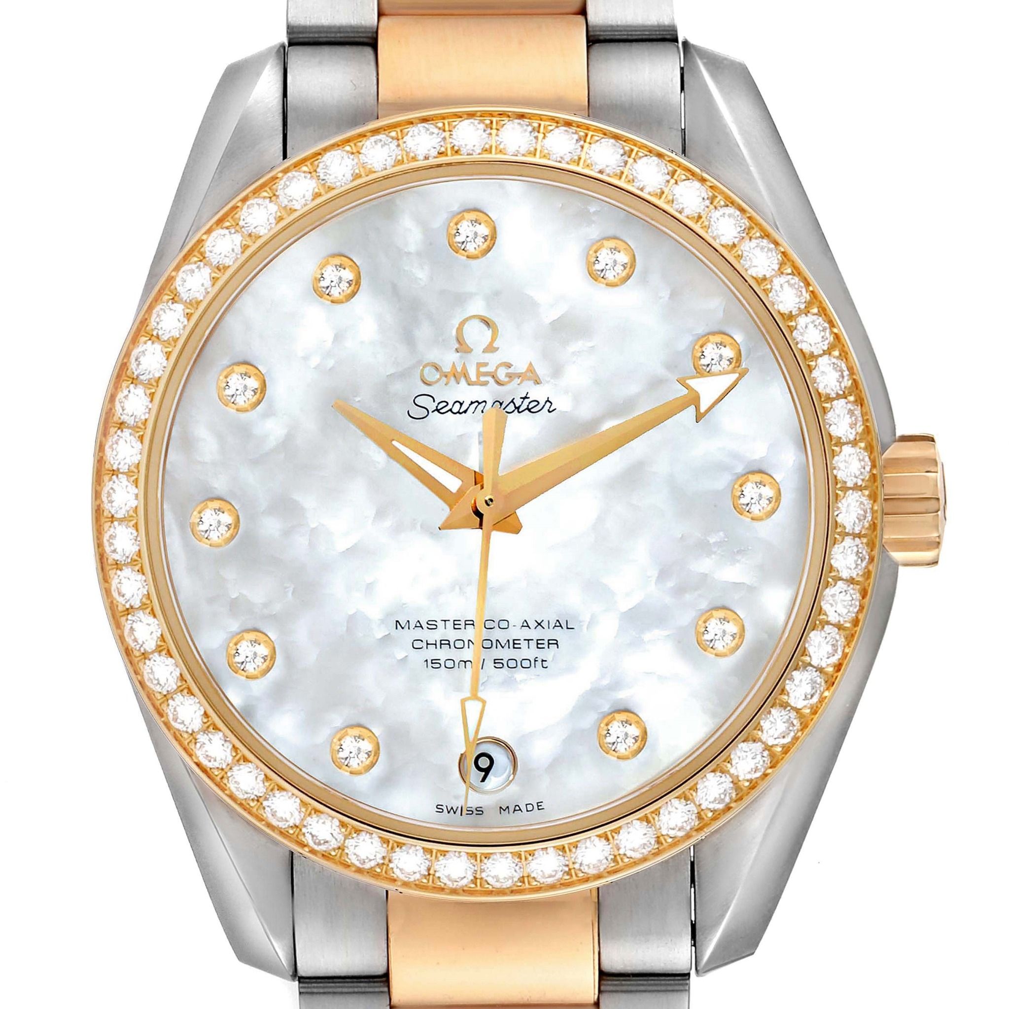  Đồng Hồ Nam Omega Seamaster Aqua Terra Diamond White Mother of Pearl Dial 'Silver' 