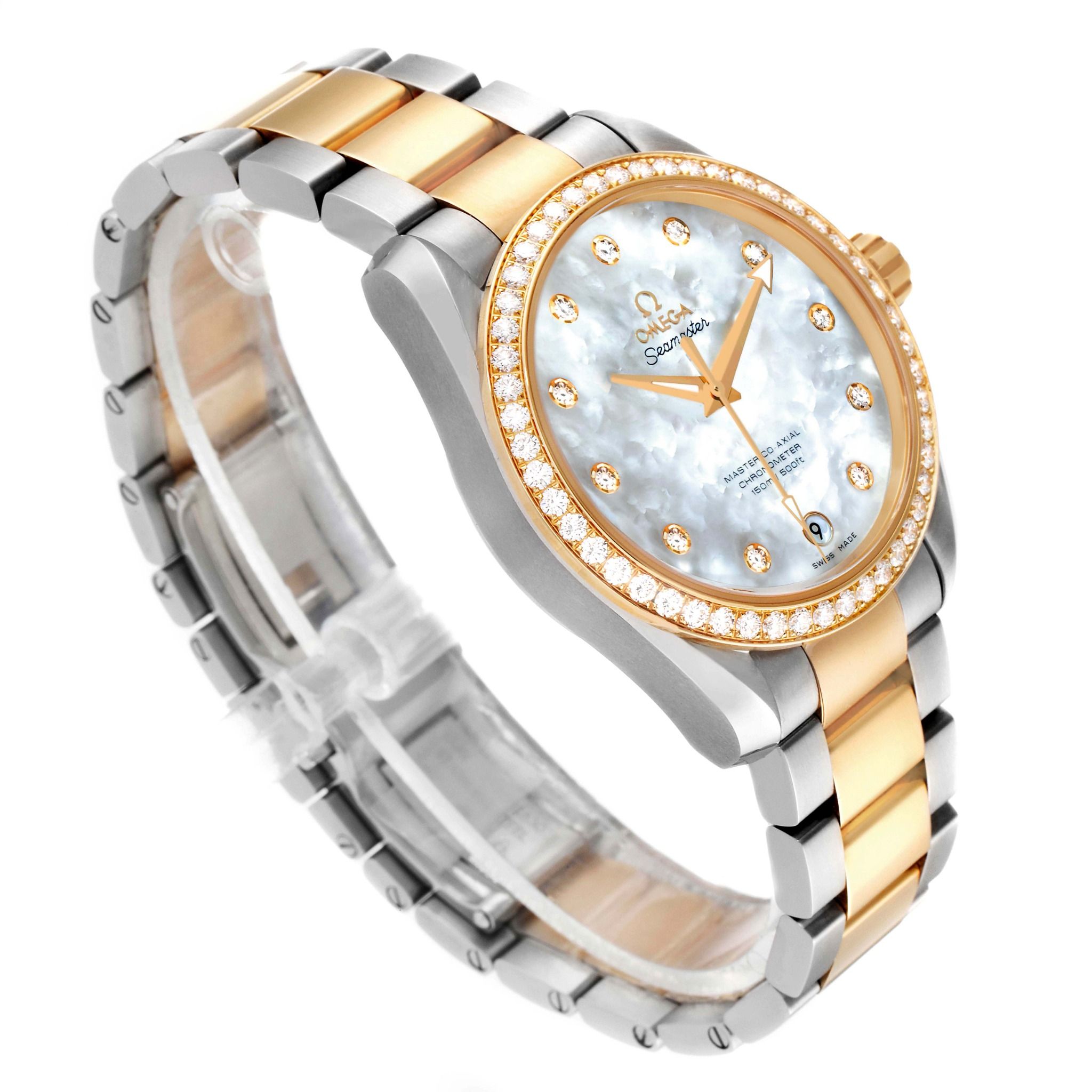  Đồng Hồ Nam Omega Seamaster Aqua Terra Diamond White Mother of Pearl Dial 'Silver' 