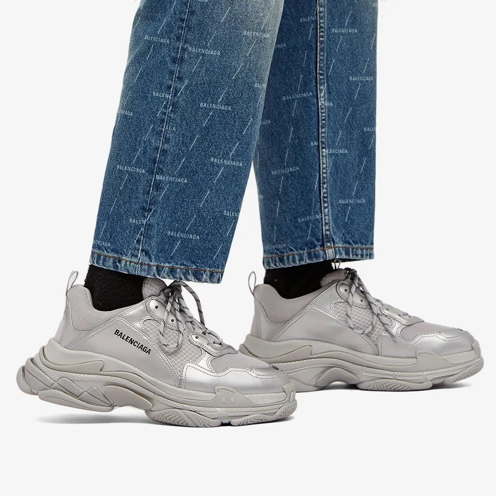 Giày Nam Balenciaga Triple S Sneaker 'Silver Metallic' 