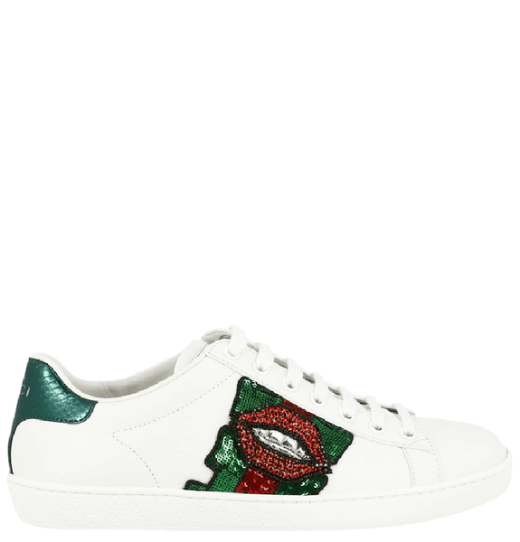  Giày Nữ Gucci Ace Low 'Lips Sequin White' 