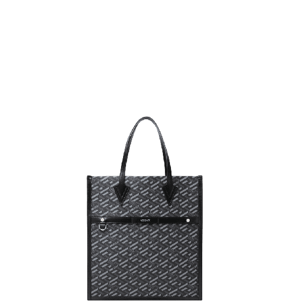  Túi Nữ Versace La Greca Signature Tall Tote Bag 'Black Gray' 