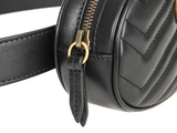  Túi Gucci Logo Detail Chevron Quilted Leather Belt Bag Black 