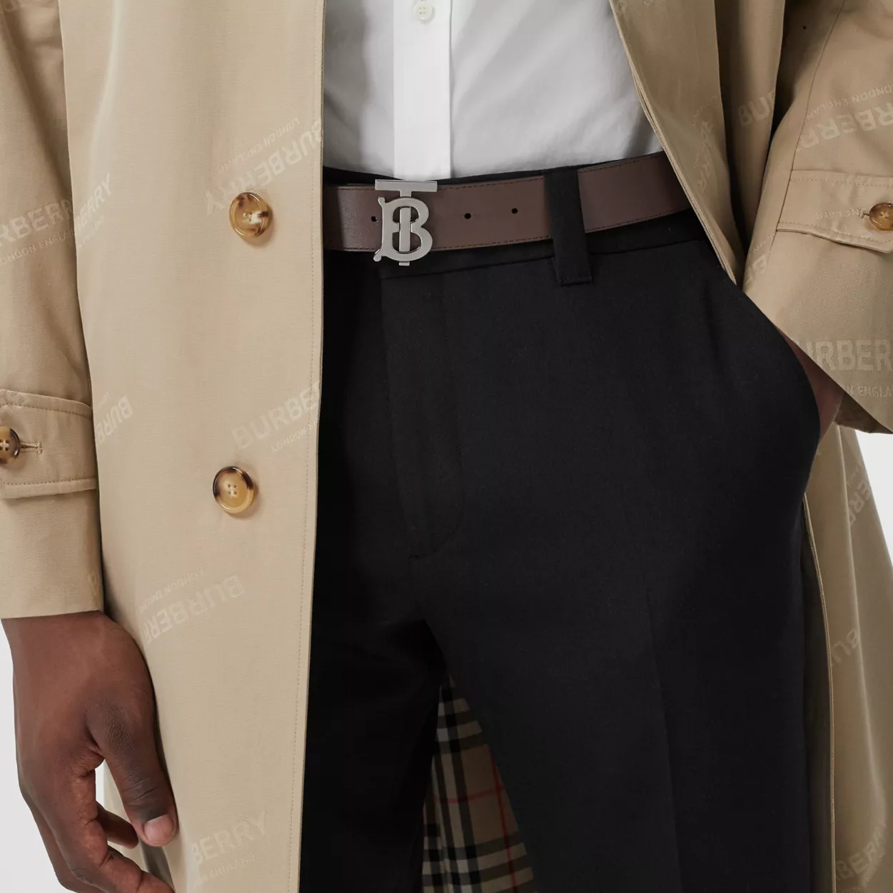  Thắt Lưng Nam Burberry Reversible Monogram Motif Leather 'Malt Brown' 