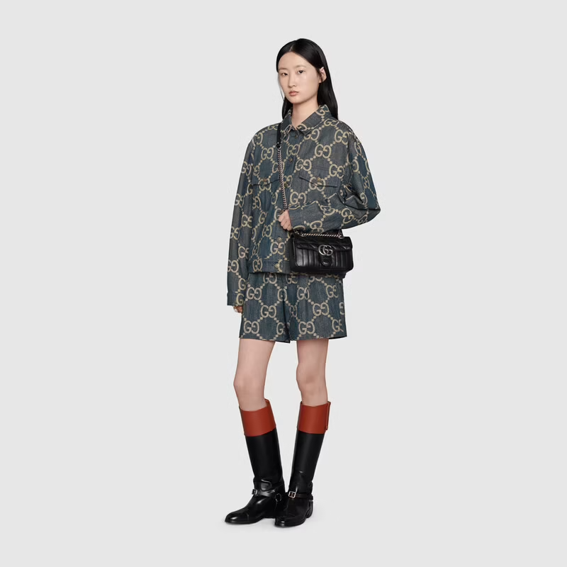  Túi Nữ Gucci GG Marmont Mini Shoulder 'Black Leather' 