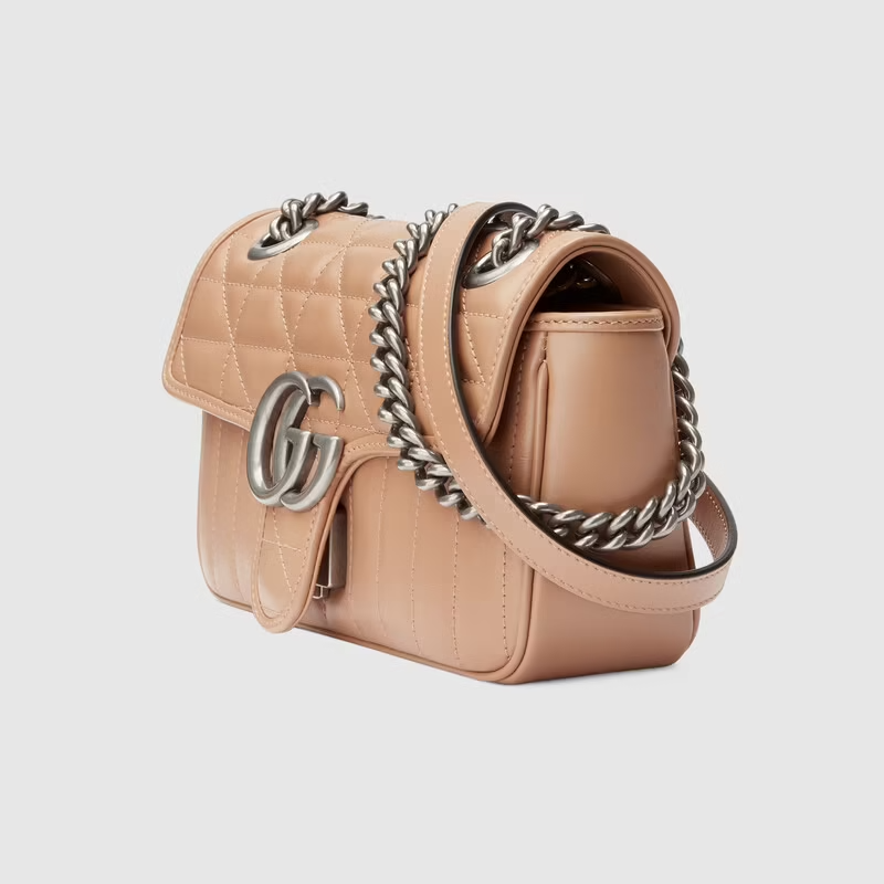  Túi Nữ Gucci GG Marmont Mini Shoulder Rose 'Beige Leather' 