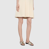  Dép Gucci Nữ GG Slide Sandal Leather 'Black White' 