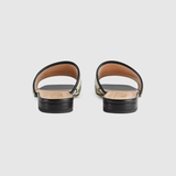  Dép Gucci Nữ GG Slide Sandal Leather 'Black White' 