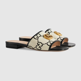  Dép Gucci Nữ GG Slide Sandal Leather 'Black White' 