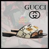  Dép Gucci Nữ GG Slide Sandal Leather 'Black White' 