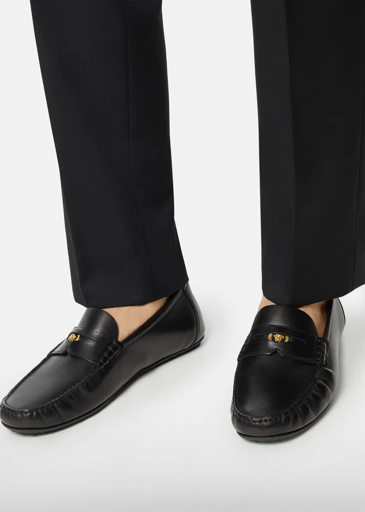  Giày Nam Versace Leather Loafers 'Black' 