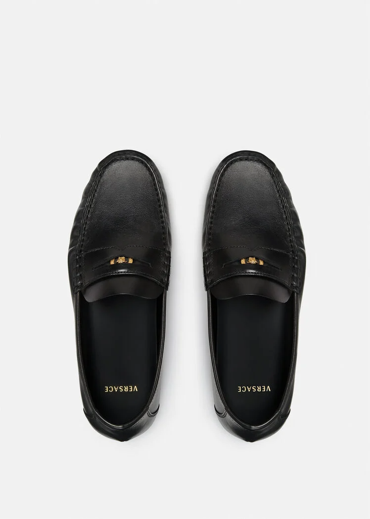  Giày Nam Versace Leather Loafers 'Black' 
