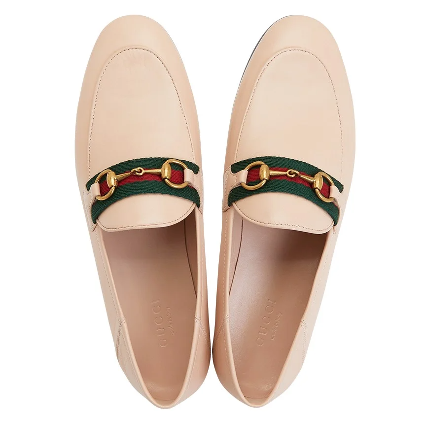  Giày Nữ Gucci Web Horsebit Loafers 'Beige' 