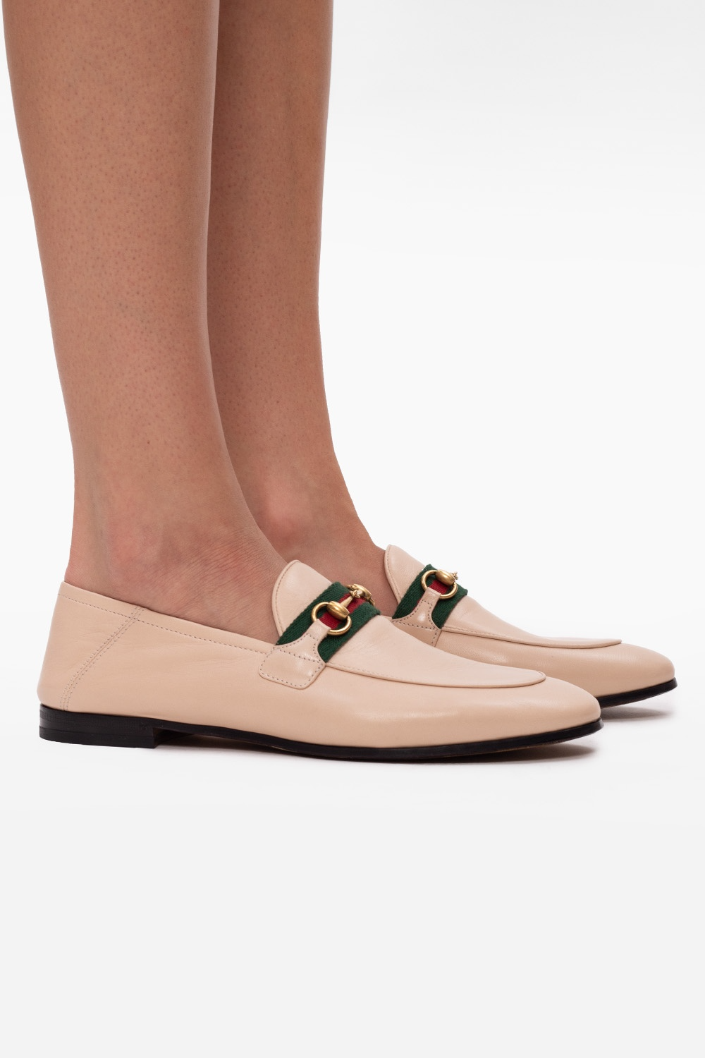  Giày Nữ Gucci Web Horsebit Loafers 'Beige' 