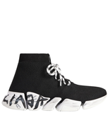  Giày Nam Balenciaga Speed 2.0 Lace-up Graffiti Recycled Knit Trainers 'Black' 