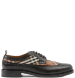  Giày Nam Burberry Vintage Check Panel Leather Derby Shoes 'Black Birch Brown' 