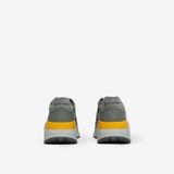  Giày Nam Burberry Check Suede Leather Sneakers 'Storm Grey' 