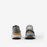  Giày Nam Burberry Check Suede Leather Sneakers 'Storm Grey' 