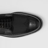  Giày Nam Burberry Grosgrain Panel Leather Derby Shoes 'Black' 
