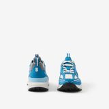  Giày Nam Burberry Logo Print Leather Suede Check Sneakers 'Blue Mix' 
