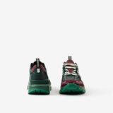  Giày Nam Burberry Logo Print Leather Suede Mesh 'Green Burgundy White' 