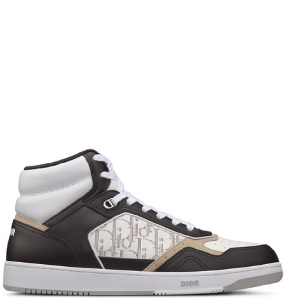  Giày Nam Dior B27 High Top Smooth Calfskin 'Black White Beige' 