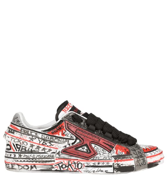  Giày Nam Dolce & Gabbana Painted Calfskin Portofino Sneakers 'Multicolor' 