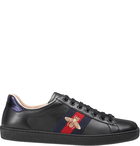  Giày Nam Gucci Ace Embroidered Leather 'Black' 