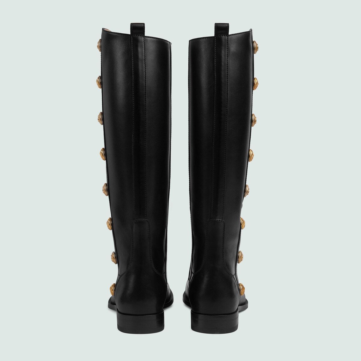  Giày Nam Gucci Boot With Buttons Leather 'Black' 