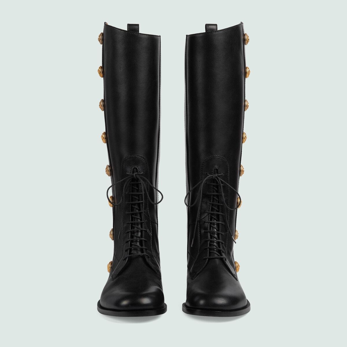 Giày Nam Gucci Boot With Buttons Leather 'Black' 