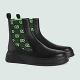  Giày Nam Gucci Boot With GG Jersey Leather 'Black' 