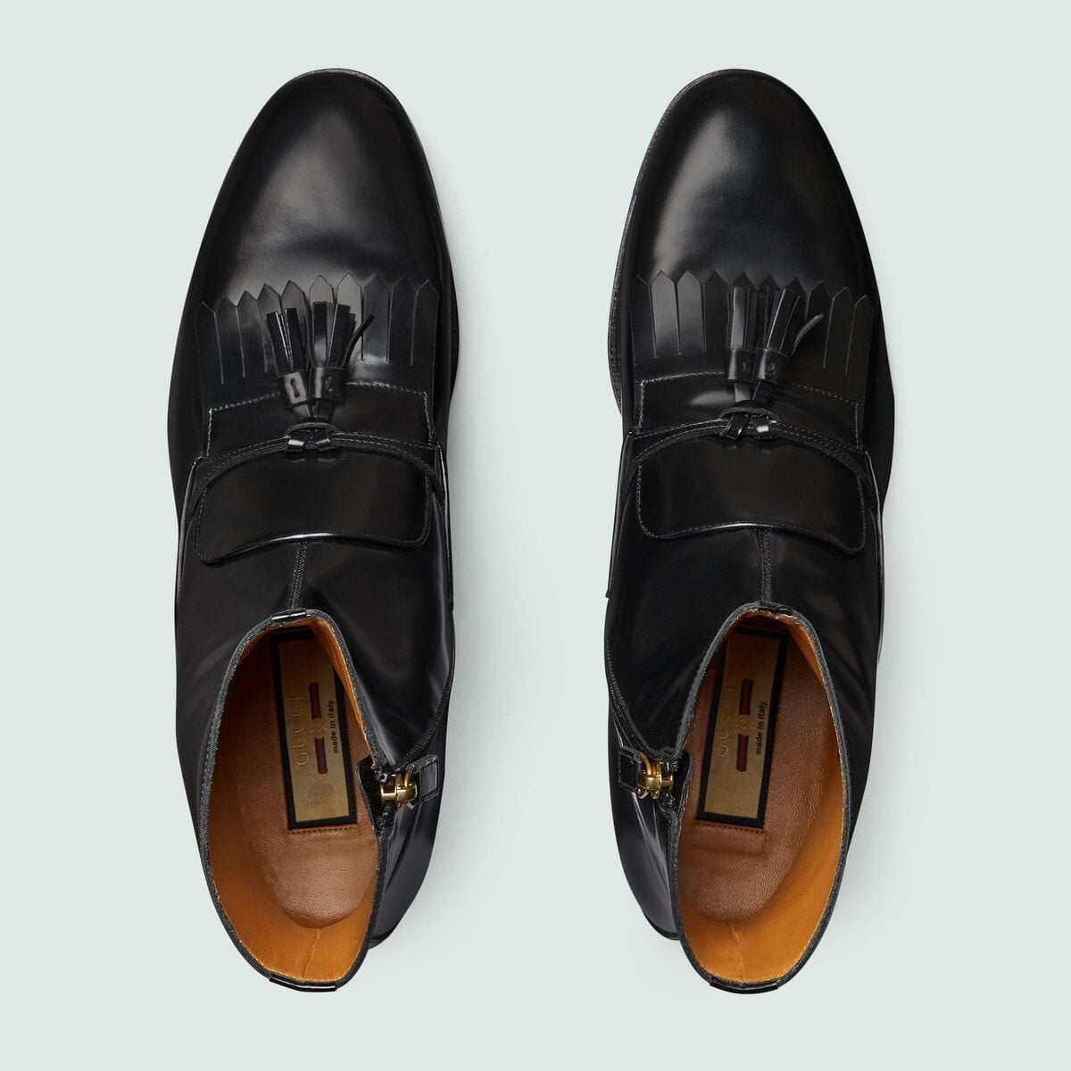  Giày Nam Gucci Boot With Tassel Leather 'Black' 