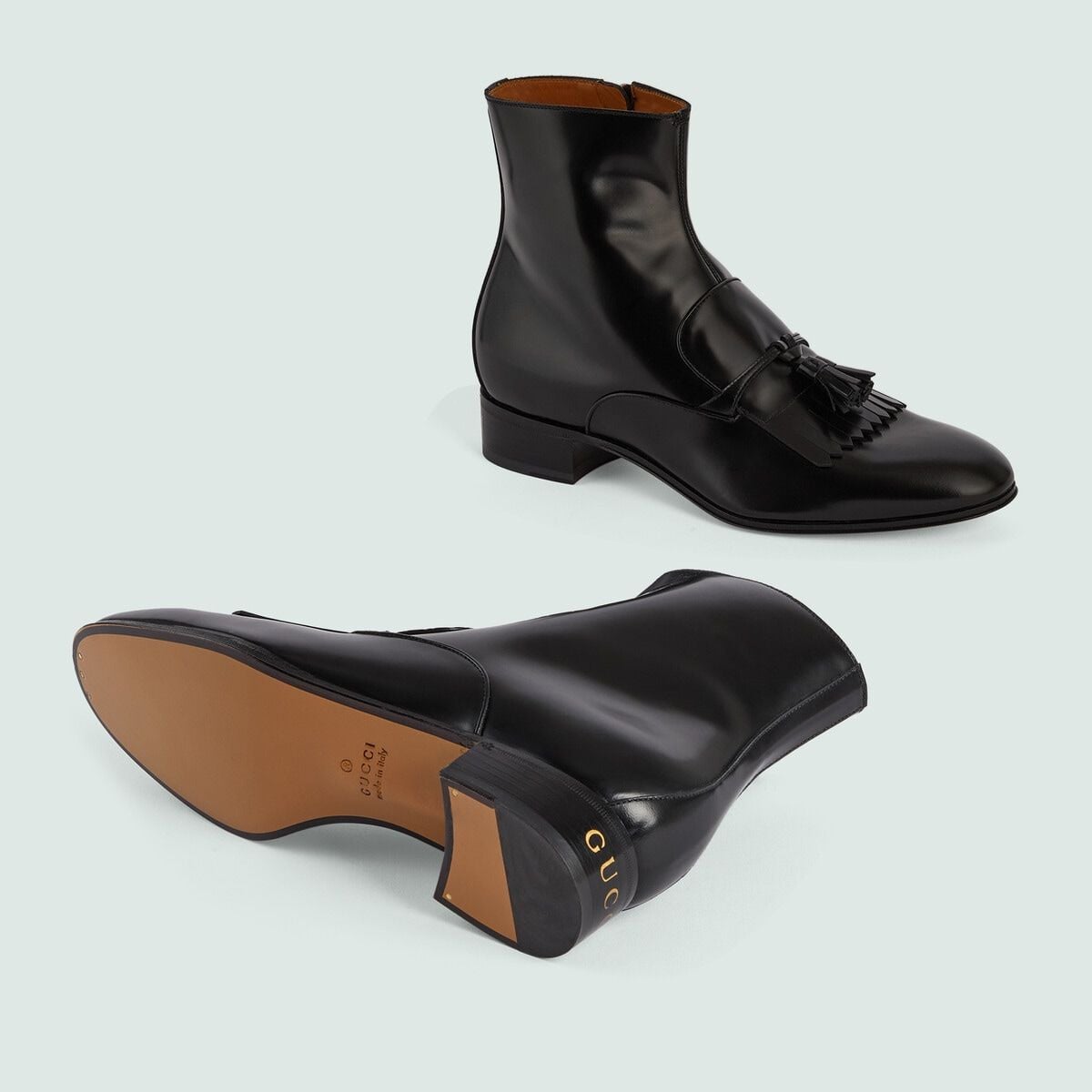  Giày Nam Gucci Boot With Tassel Leather 'Black' 