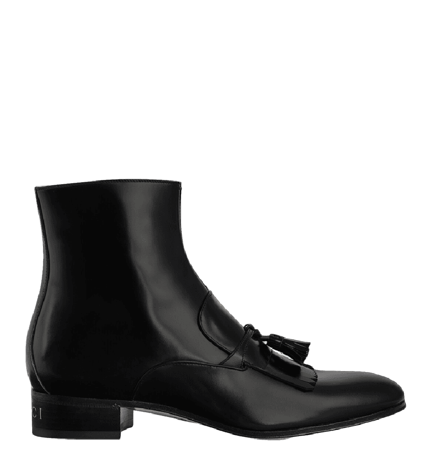  Giày Nam Gucci Boot With Tassel Leather 'Black' 