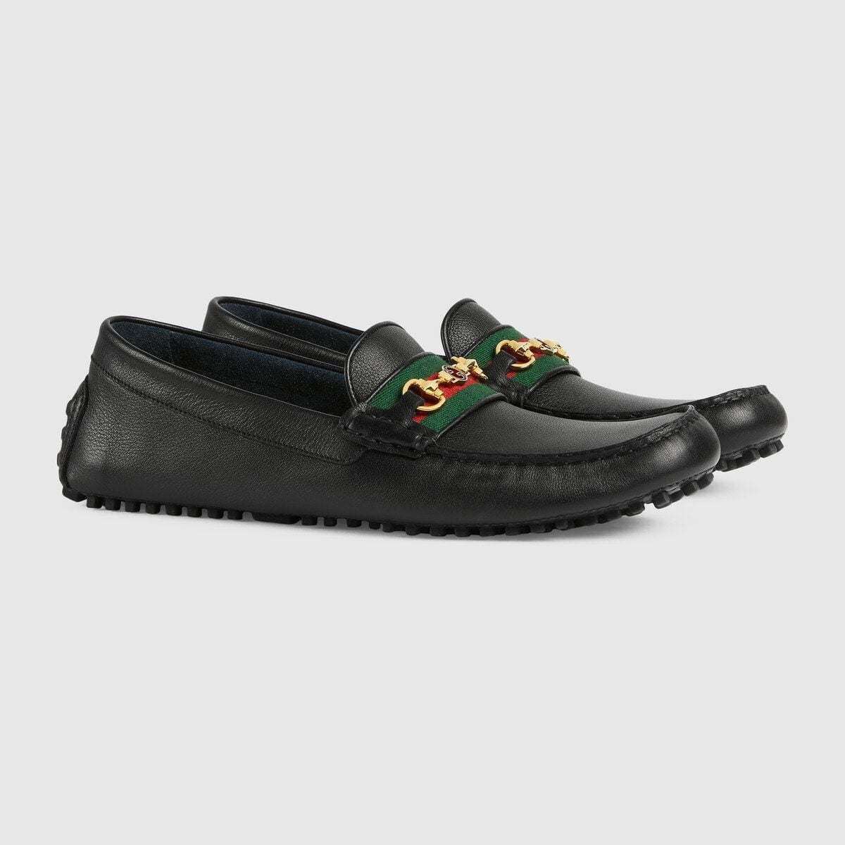  Giày Nam Gucci Driver With Web Leather 'Black' 