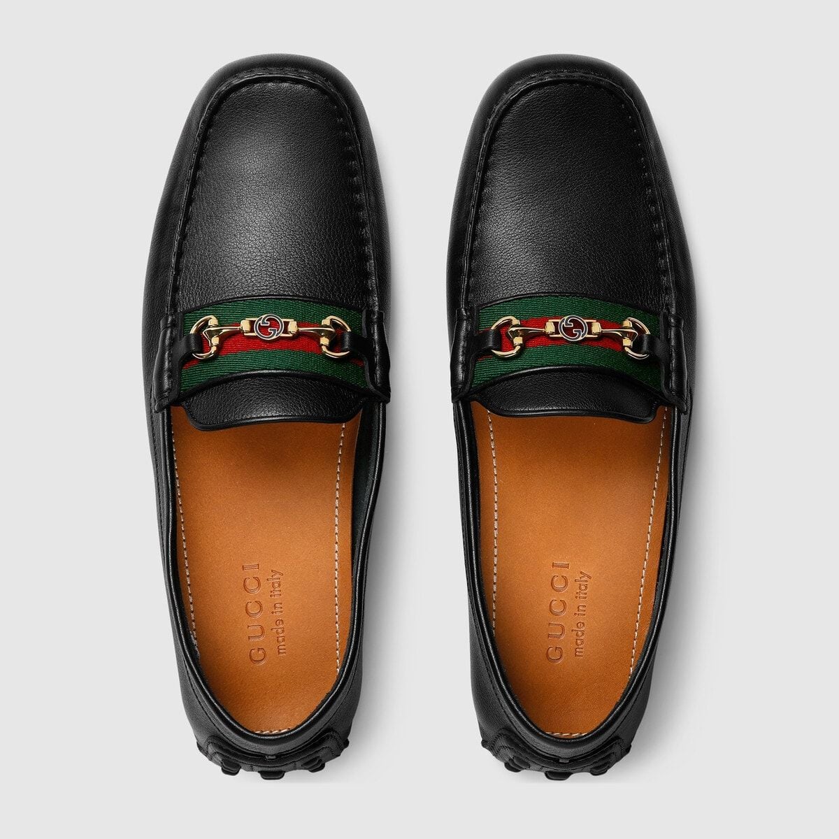  Giày Nam Gucci Driver With Web Leather 'Black' 