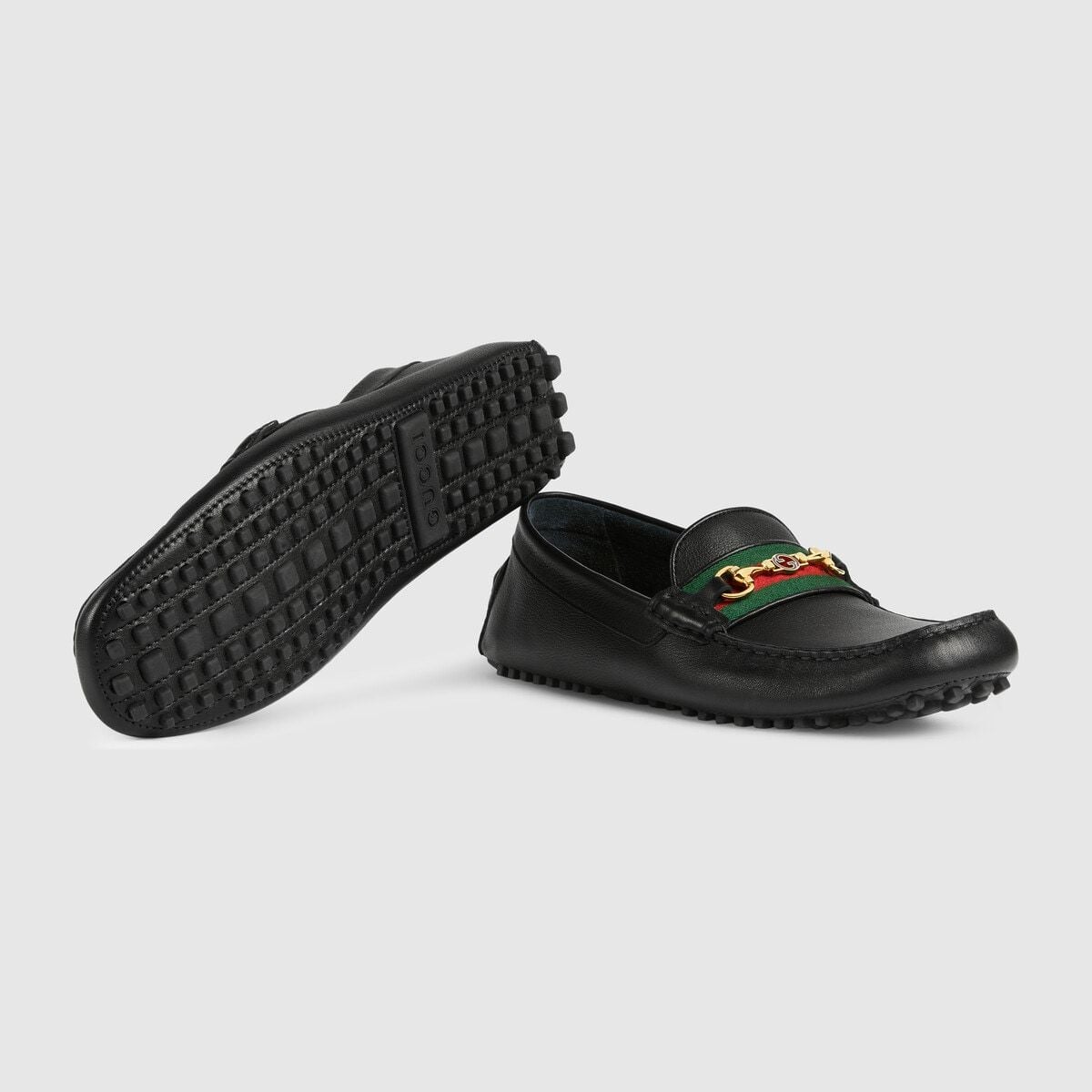  Giày Nam Gucci Driver With Web Leather 'Black' 
