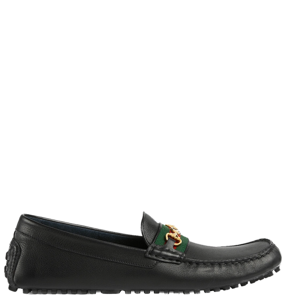 Giày Nam Gucci Driver With Web Leather 'Black' 