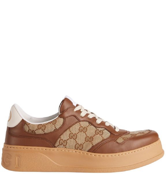  Giày Nam Gucci GG Leather GG Canvas 'Brown' 