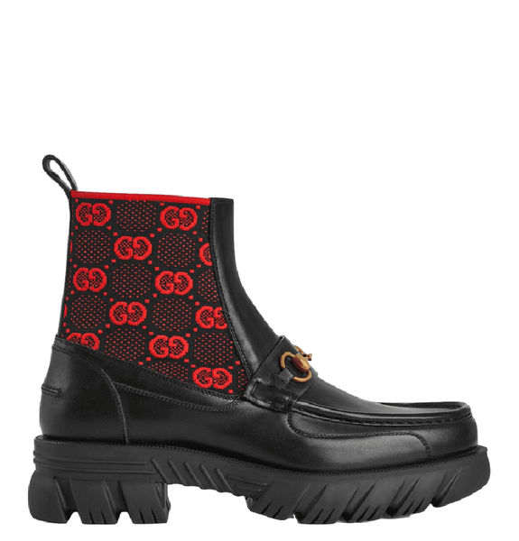  Giày Nam Gucci GG Jersey Boot With Horsebit 'Black' 