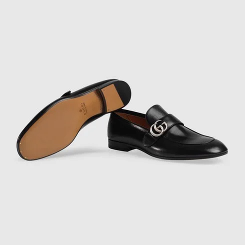  Giày Nam Gucci Leather GG Loafers 'Black' 
