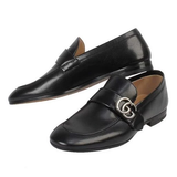  Giày Nam Gucci Leather GG Loafers 'Black' 