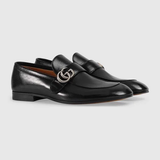  Giày Nam Gucci Leather GG Loafers 'Black' 