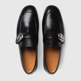  Giày Nam Gucci Leather GG Loafers 'Black' 