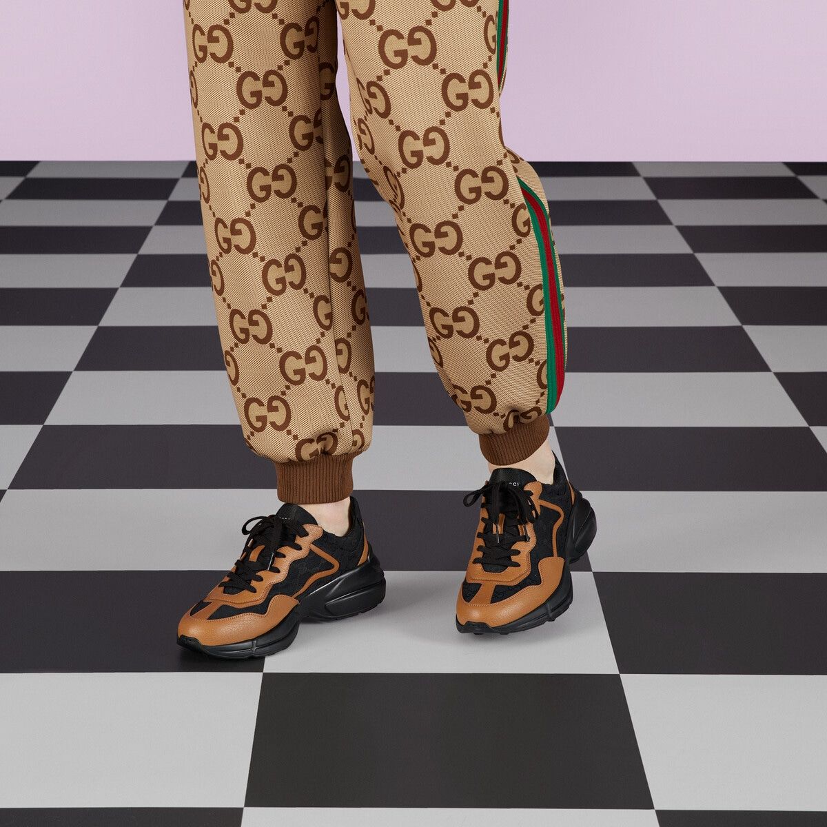  Giày Nam Gucci Rhyton Sneaker 'Black' 