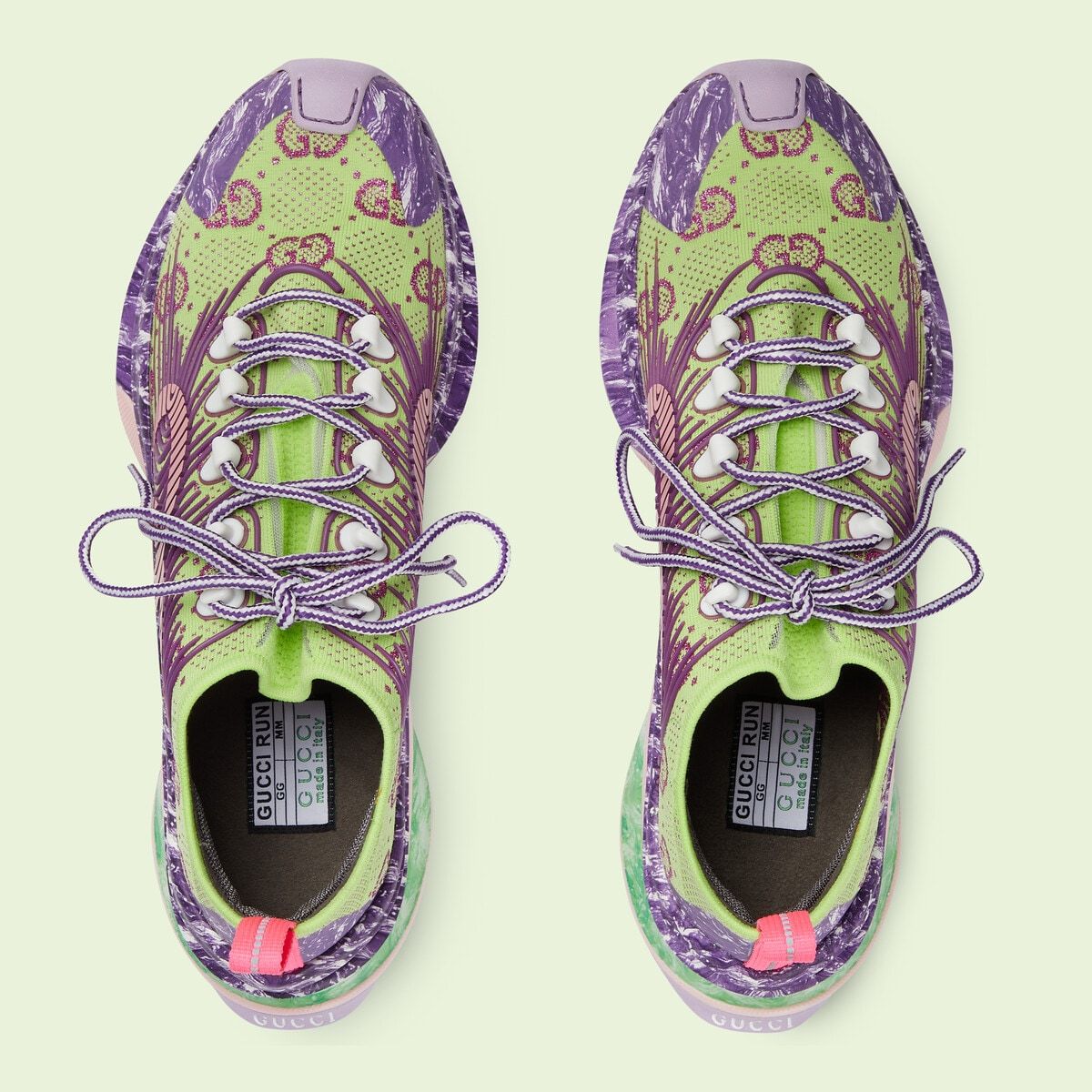  Giày Nam Gucci Run Sneaker 'Green Fuchsia' 