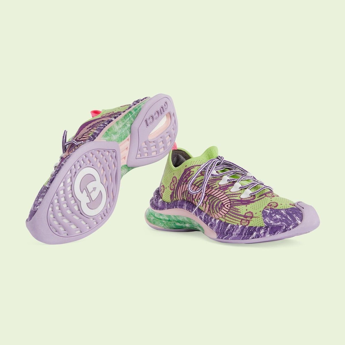  Giày Nam Gucci Run Sneaker 'Green Fuchsia' 